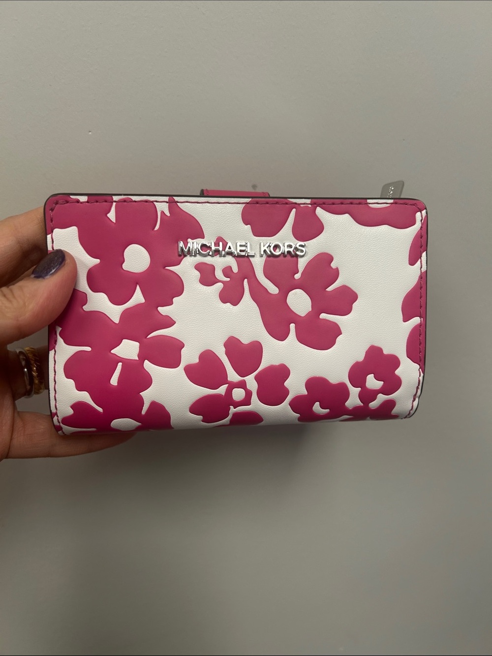 Michael Kors Hot Pink Floral Continental Wallet